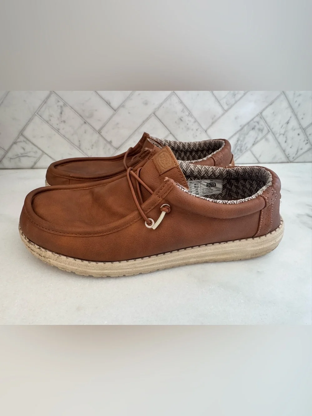 Hey Dude Brown Leather Casual Slip-On Loafers Mens 11